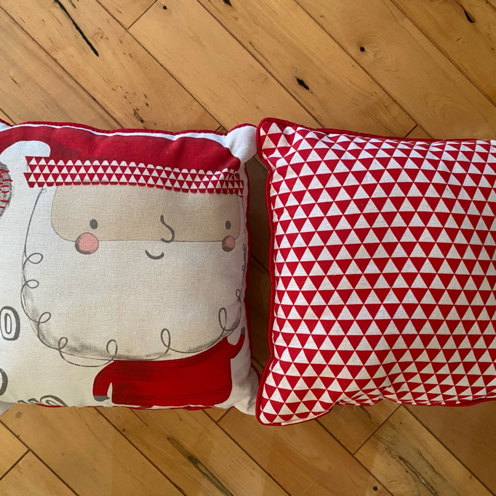 Charming Red and White Santa Accent Pillows